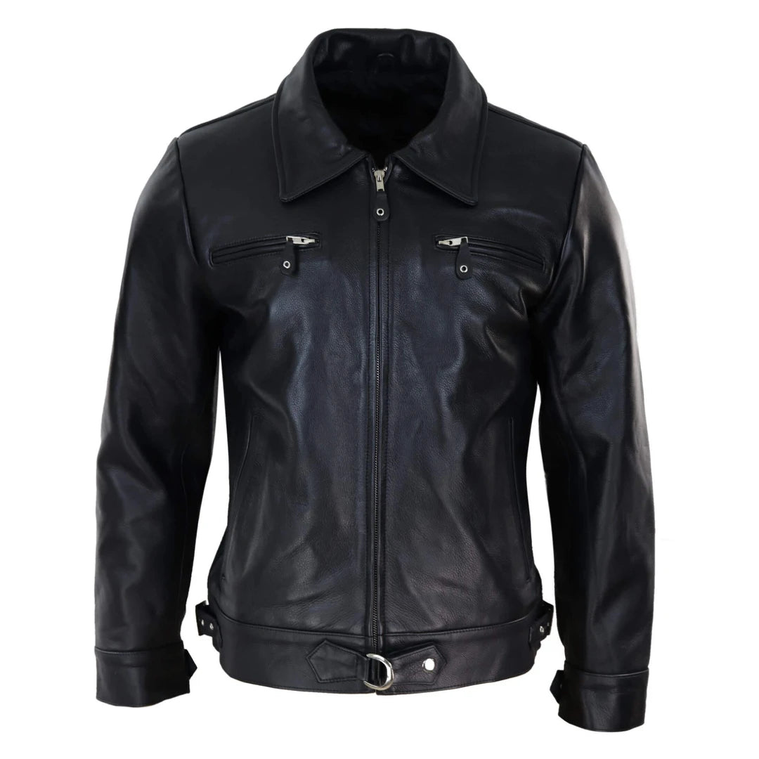 Men's sporty windbreaker-Men's Black Brown Zip Box Jacket Classic Car Coat