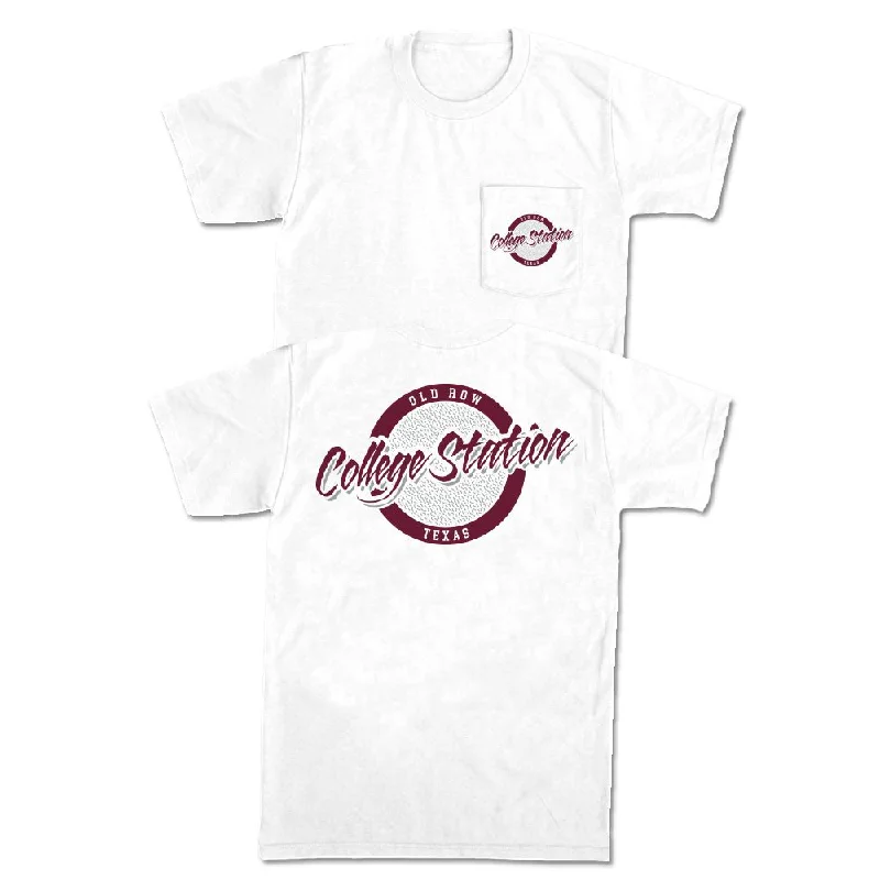 Men's antibacterial fabric t-shirt-College Station, Texas Circle Logo Pocket Tee