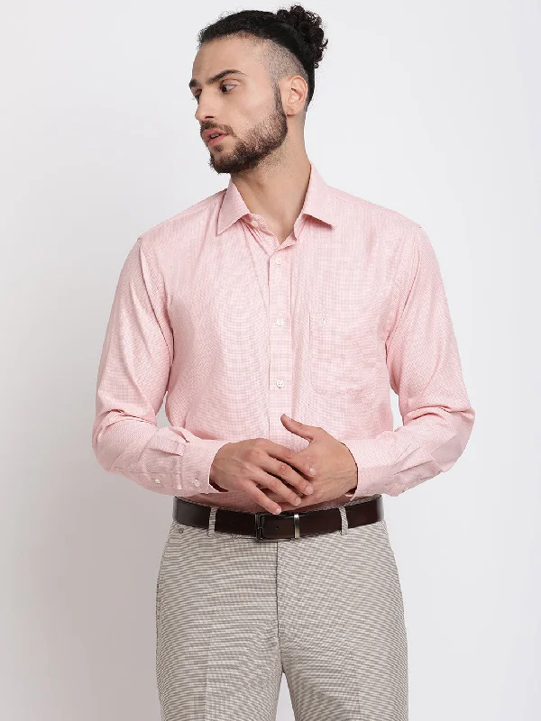 Men's ultra-comfortable gym shirt-Men's Light Pink Formal Self Textured Full Sleeve Shirt